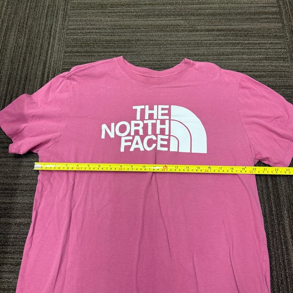 The North Face Vibrant Pink Mens Short Sleeve Tee with White Logo - Picture 3 of 5